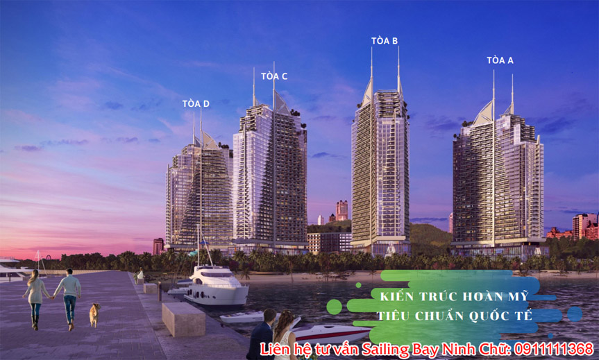 thiết kế 4 tòa tháp sailing bay ninh chữ