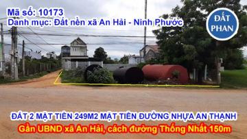LÔ ĐẤT NỀN 2 MẶT TIỀN 249m2 MẶT TIỀN ĐƯỜNG NHỰA AN THẠNH GẦN UBND XÃ AN HẢI