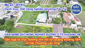 GẦN 500M2 ĐẤT NÔNG NGHIỆP TẤN TÀI - ĐƯỜNG Ô TÔ RỘNG 3M
