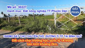 1500M2 ĐẤT CHO CHUYỂN THỔ CƯ & ĐƯỜNG Ô TÔ TẠI BÌNH QUÝ NINH PHƯỚC