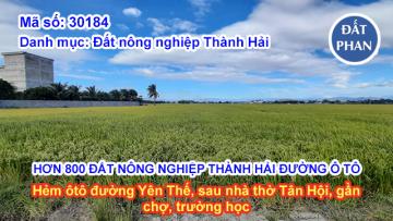 HƠN 800 ĐẤT NÔNG NGHIỆP THÀNH HẢI ĐƯỜNG Ô TÔ SAU NHÀ THỜ TÂN HỘI
