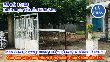414m2 ĐẤT VƯỜN - CÓ 100m2 THỔ CƯ, GẦN TRƯỜNG LÁI XE 3T