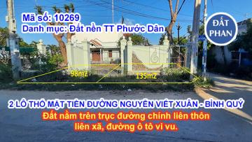 2 LÔ THỔ MẶT TIỀN ĐƯỜNG NGUYỄN VIẾT XUÂN - BÌNH QUÝ - NINH PHƯỚC