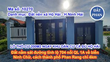 LÔ THỔ CƯ 200M2 NGAY KHU DÂN CƯ CÀ ĐÚ HỘ HẢI